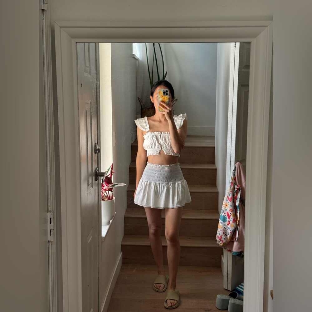 BNWT! White Two-Piece Ruffle Crop Top and Skirt Set